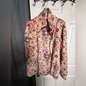 Colosseum Pink Aztec Teddy Jacket with Multicolor Accents